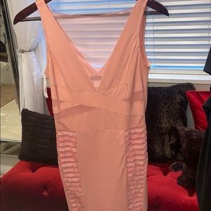 Peach A-neckline dress
